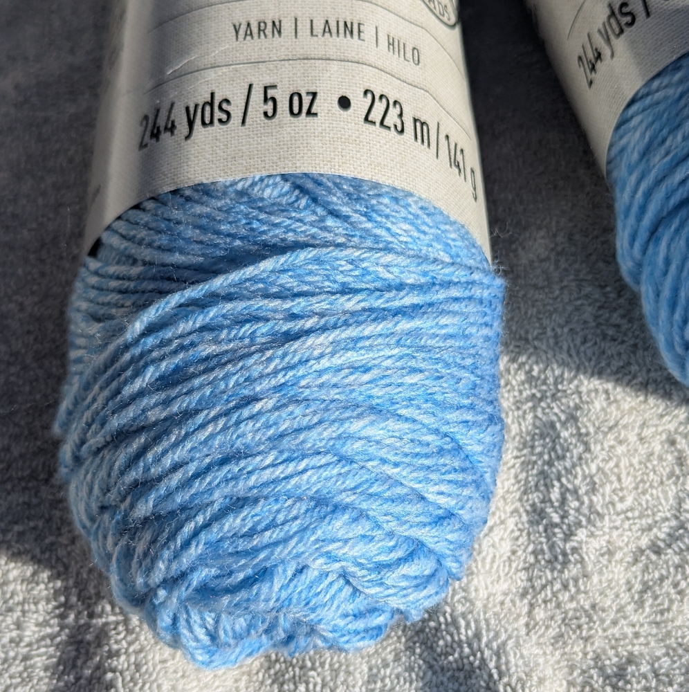 Loops And Threads Shabby Baby Blue Yarn, 3 Skiens New, Same Dye Lot - Picture 2 of 8